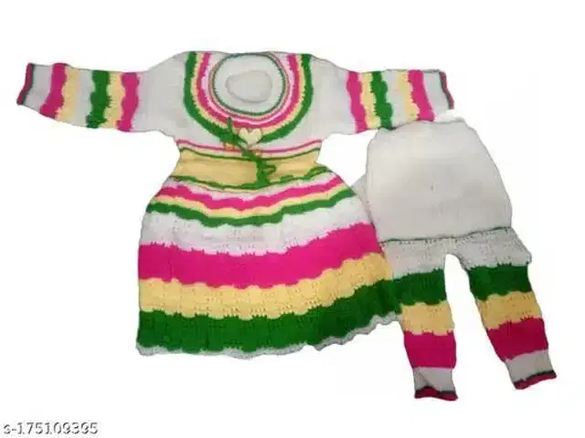 Woolen Sweater & Pant for Girls (Multicolor, 0-6 Months)