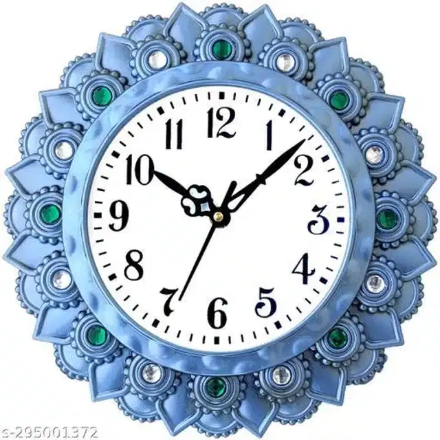 Plastic Analog Wall Clock, Sky Blue & White