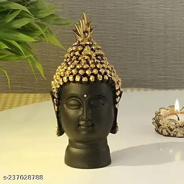 Resin Buddha Head Showpiece, Black & Gold