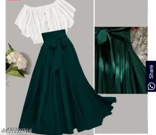 Polyester Solid Dress for Girls, Bottle Green (3-4 Years)