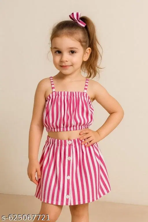 Rayon Slub Printed Clothing Set for Girls, Pink, Pack of 1 (6-12 Months)