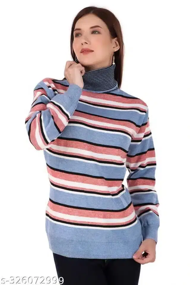 Acrylic Sweater for Women (Blue, M)