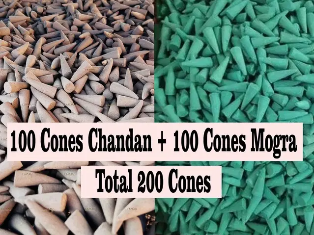 Chandan 100 Pcs & Mogra 100 Pcs Incense Cones, Set of 2