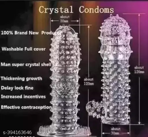 A R Silicone Crystal Dotted Condom for Men, Transparent