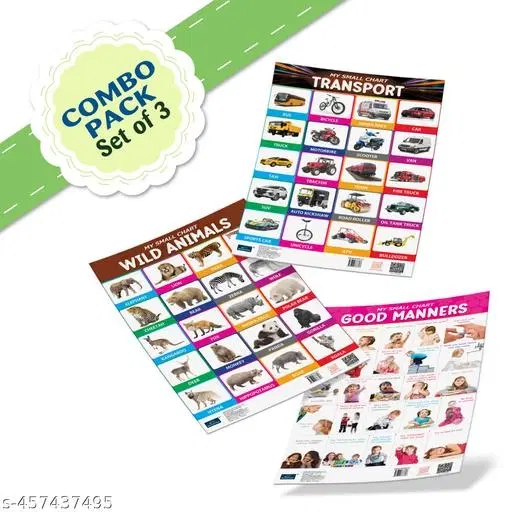 Bookford Publications My small chart Wild Animals, Good Manners & Transport (Set of 3)