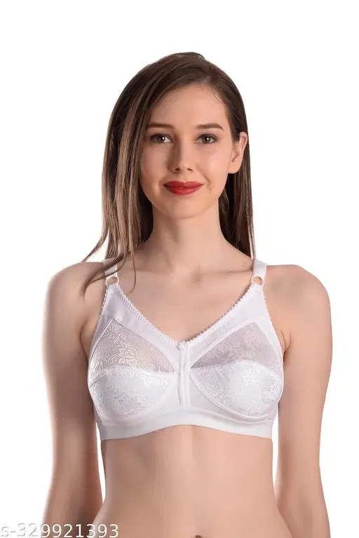 Nylon Bra for Women, White (28B)