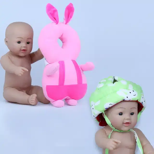 Infants Head & Back Safety Protector Pillow and Safety Helmet, Pack of 2 (Multicolor)