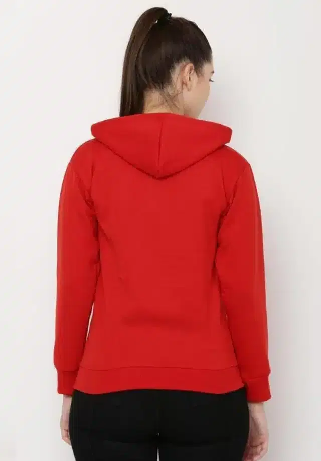 Fleece Hooded Sweatshirt for Women (Red, M)