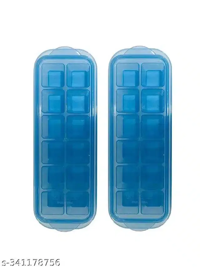 Plastic Ice Cube Tray, Blue, Pack of 2