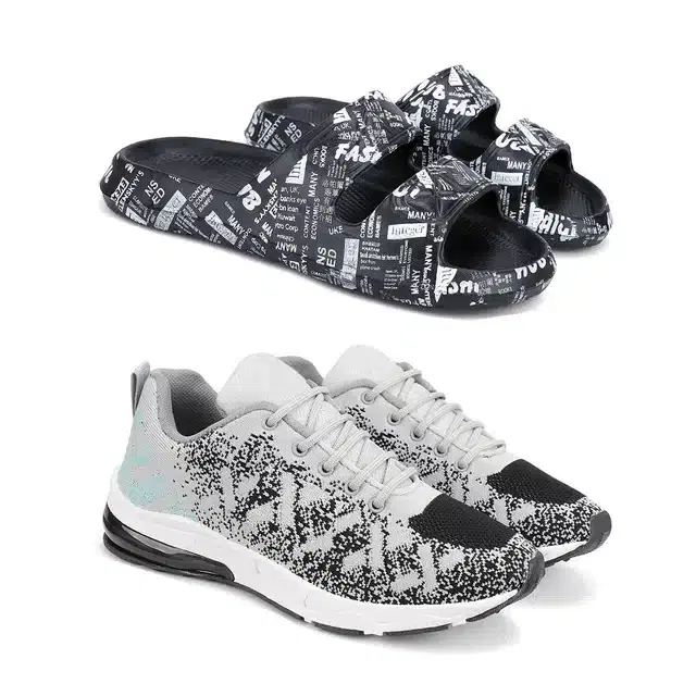 Combo of Men's Flip Flop & Sports Shoes, Pack of 2 (Multicolour, 7)