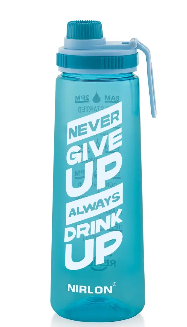 Nirlon Clear Sip Motivational Fitness Sport Water Bottle 800Ml & Time Maker, Leak-Proof, Bpa-Free,  Toxin Free Plastic Drink Bottle Design For Unisex At Gym, School, Office ( Blue )