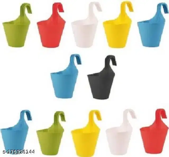 Plastic Hanging Planters, Multicolor, Pack of 12