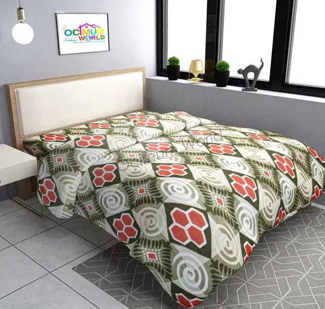 MORADO Double Bed Woolen Fabric Quilt Cover for Winters, Green, 90X100 Inches, M-13