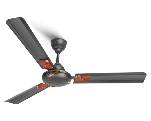 Longway Creta P1 1200 mm 3 Blade Ceiling Fan, Ultra High Speed | Smoked Brown | Pack of 1