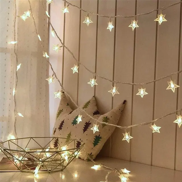 16 LEDs 2.5 m Yellow Star Shape Fairy Light