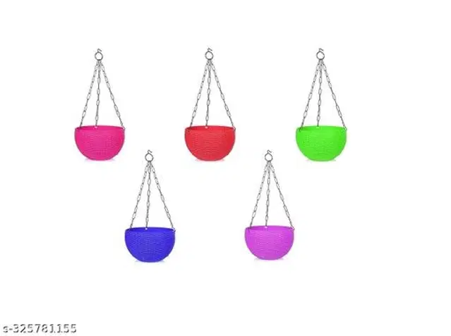 Plastic Hanging Planter, Multicolor, Pack of 5