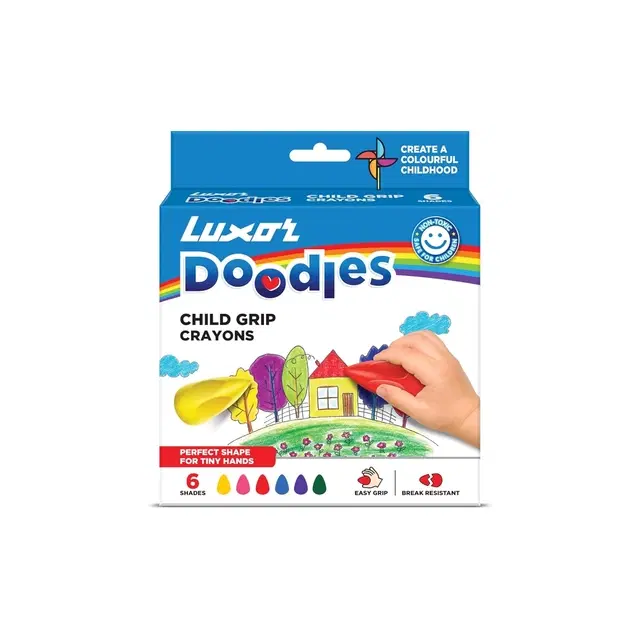 Lxuor Doodle Plastic Childgrip Crayons 6 Shade (Pack of 1)
