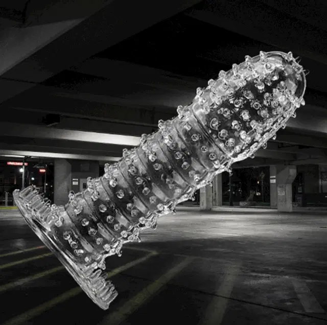 Crystal Dotted Reusable Condom for Men, Transparent