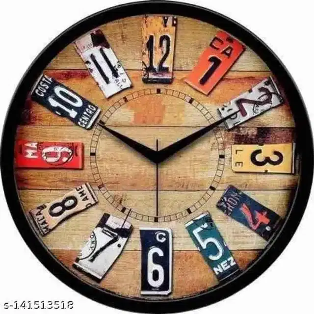 Round Analog Wall Clock, Multicolor, 30x30 cm