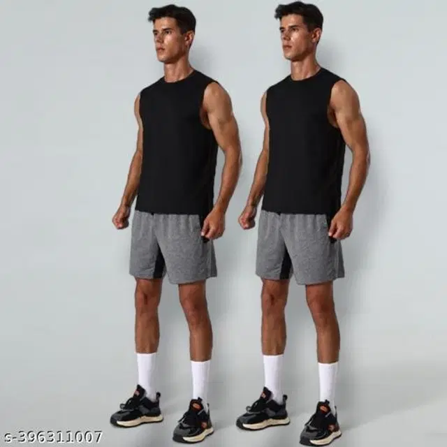 Cotton Vests for Men, Pack of 2 (Black, S)