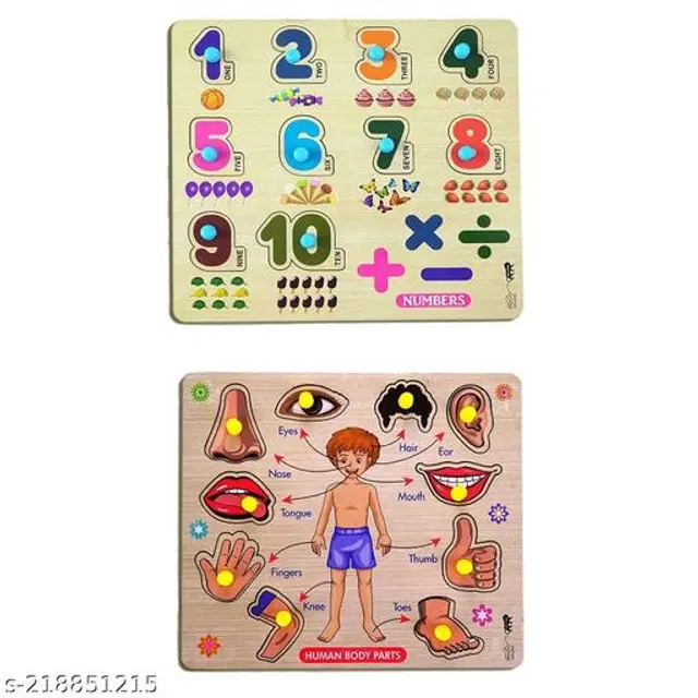 Wooden Puzzle for Kids, Multicolor, Pack of 2