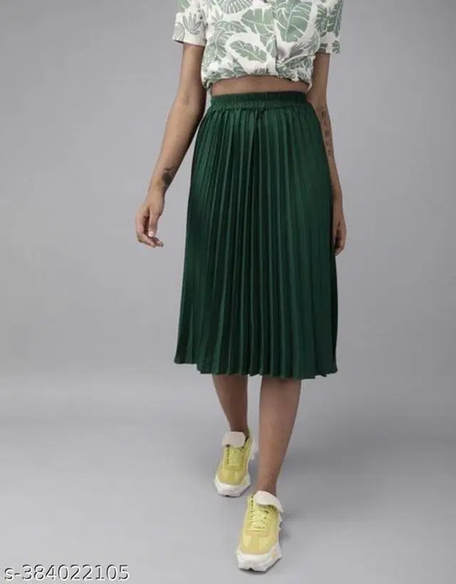 Crepe Skirts for Women (Green, 28)