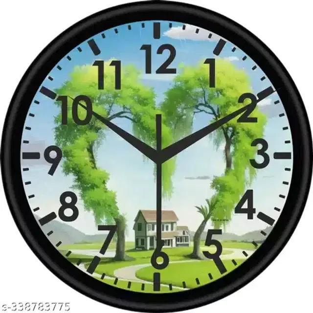Plastic Printed Analog Wall Clock, Multicolor