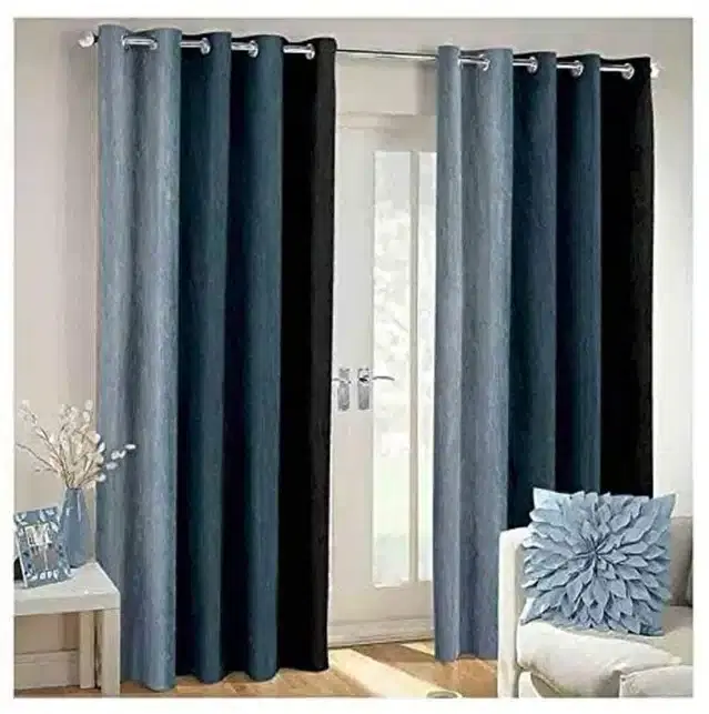 Polyester Solid Door & Window Curtains, Grey, 5 feet