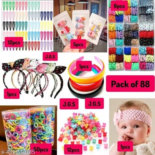 Set of 88 pcs Hair Accessories Combo for Women (Light Pink)