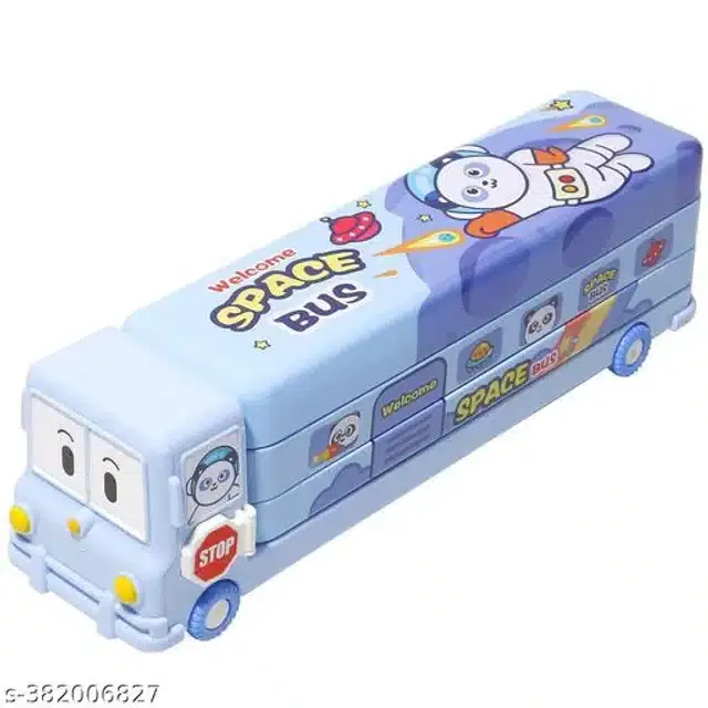 Bus Shaped Pencil Case, Blue