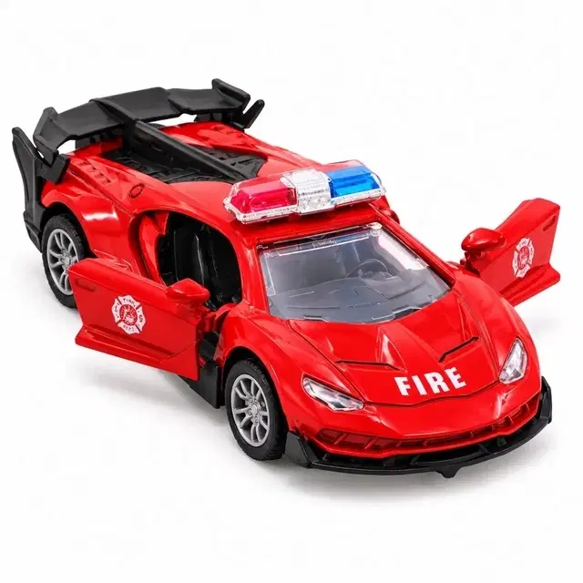 Toy Cloud 1:32 Bugatti Fire Brigade Die-Cast Pull-Back Car with Opening Doors