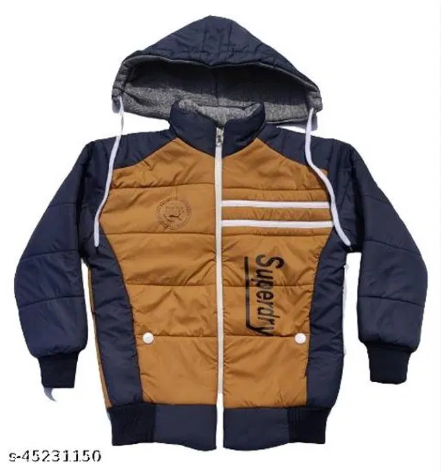 Polyester Jacket for Boys (Navy Blue & Mustard, 12-18 Months)