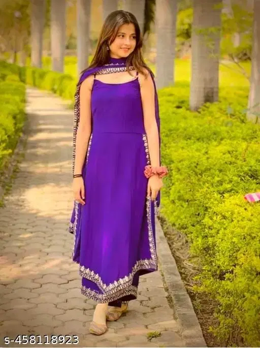 Charvi Pretty Kurta Set for Women (Purple, XS)
