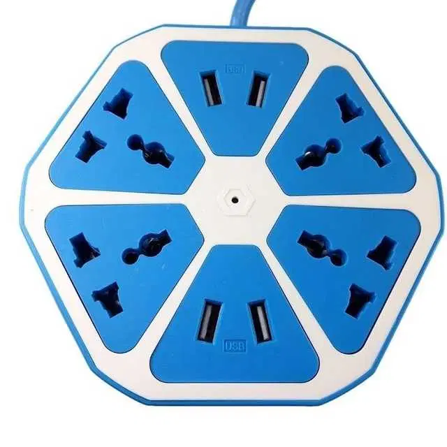 Shopeleven Electric Extension Board With 4 Usb Port And 4 Power Socket, Pack Of 1, Blue, KT-13