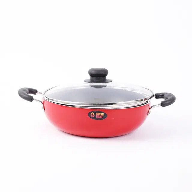 Non-Stick Deep Kadhai, Red (220 mm)