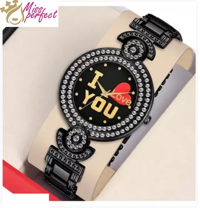 Analog Watch for Women & Girls (Black)