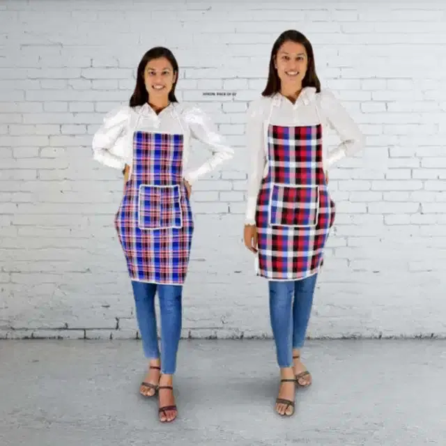 Cotton Kitchen Aprons, Multicolor, Pack of 2