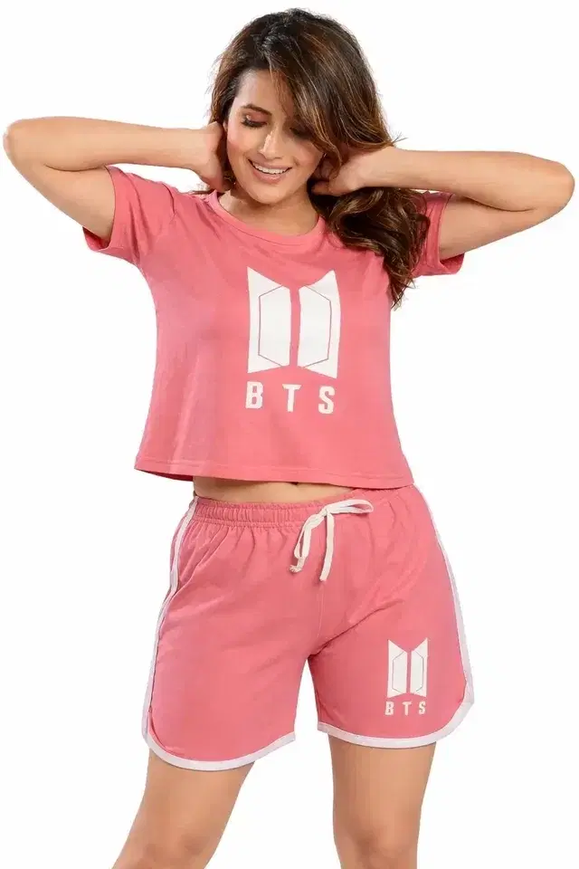 Satin Nightsuit for Women (Peach, M)