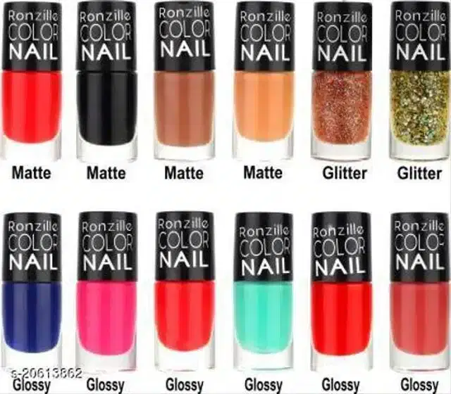 Ronzille Exclusive Nail Polish, Multicolor, 6.5 ml, Pack of 12