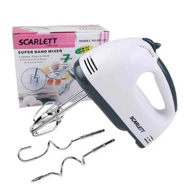 Electric Hand Blender Scarlett Electric Speed Hand Mixer Stainless Blender Plastic, White, Set Of 2, S-34