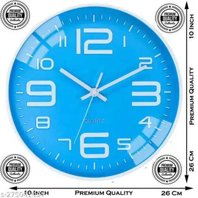 Analog Wall Clock, Blue, 26x26 cm