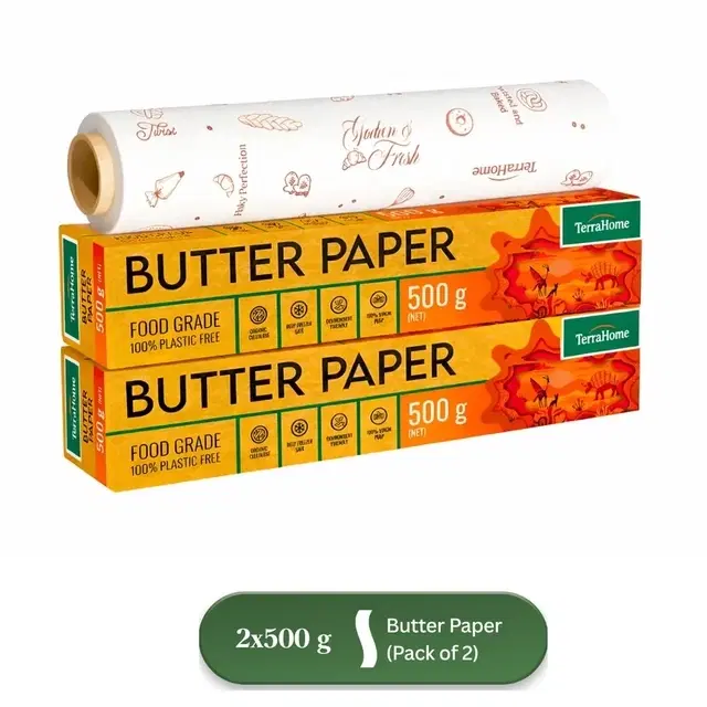TerraHome OGR Butter Paper 2x500g Net Wt [With in-built Cutter] [Pack of 2]