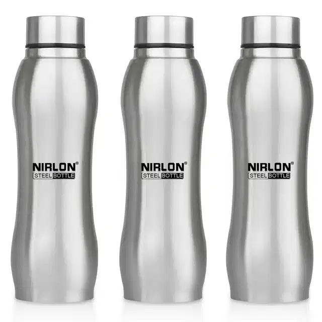 Stainless Steel Insulated Single Wall Water Bottle, Pack of 3, Silver, 750 ml
