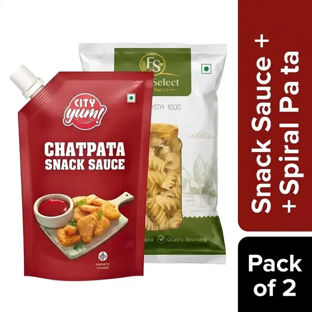 City Yum Chatpata Snack Sauce 800 g + Farm Select Spiral Pasta 100 g