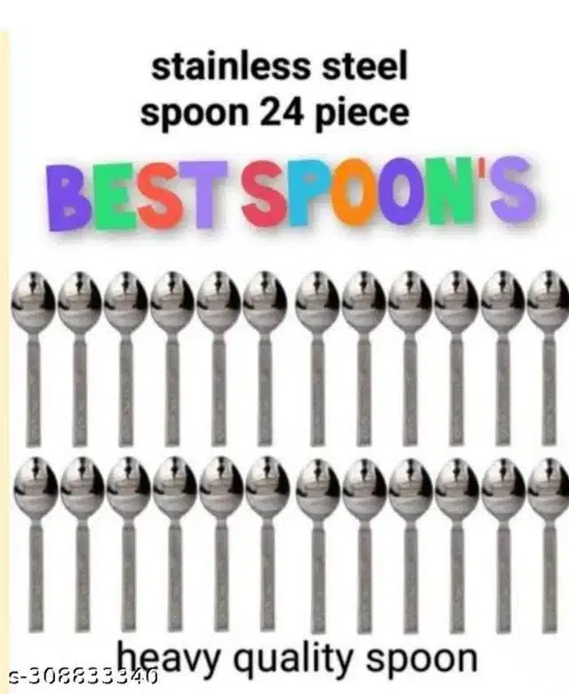Stainless Steel Spoons, Silver, Pack of 24