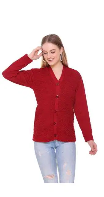 Ragmen Fashion Elegant Women Woollen Cardigan & Sweaters (Marron, XXL) (R24)