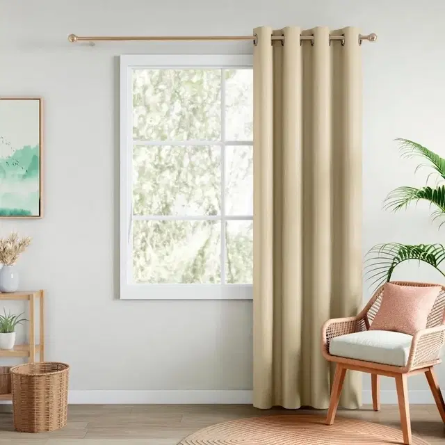 Rivermoor 100% Polyester Blackout Solid Pack Of 1 Door Curtains Essential Drape Beige 114 X 213 Cm