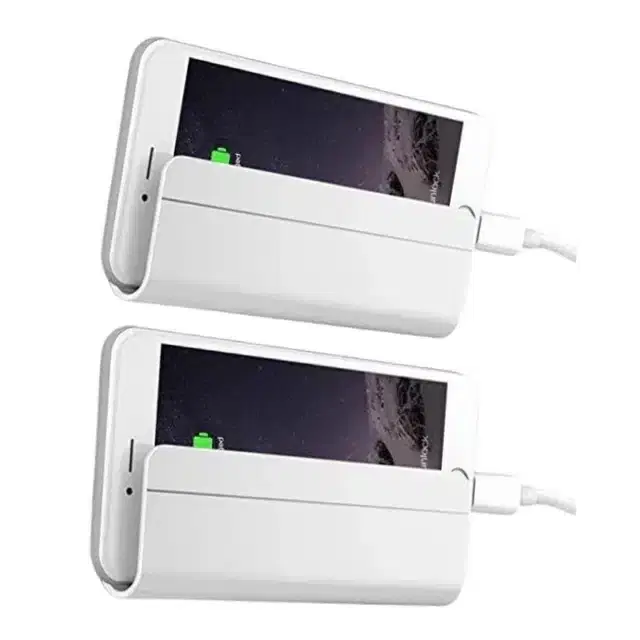 Wall Mount Charging Phone Holder with Adhesive Strips, Pack of 2, White