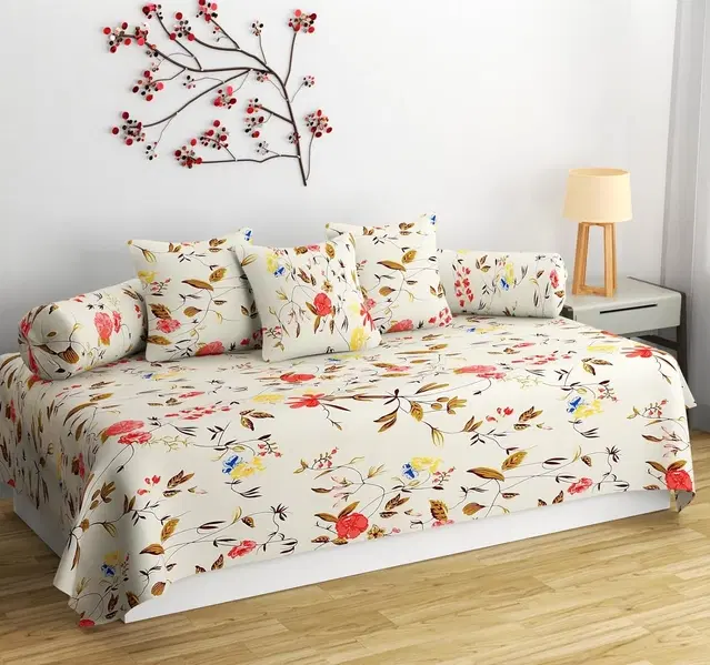 Cotton Printed Diwan Covers Set, 60x90 Inches, Multicolor, Set of 8