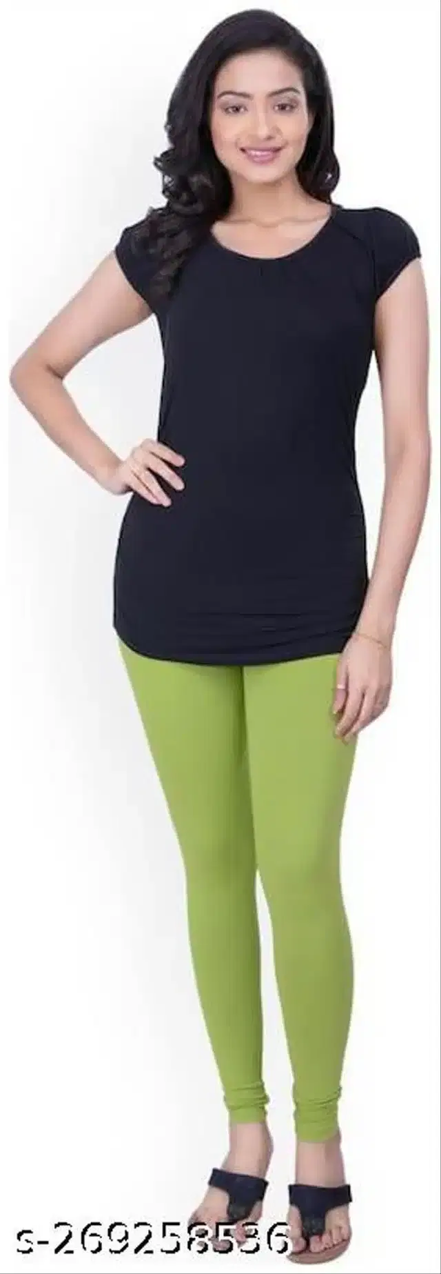 Polycotton Leggings for Women (Mint Green, Free Size)